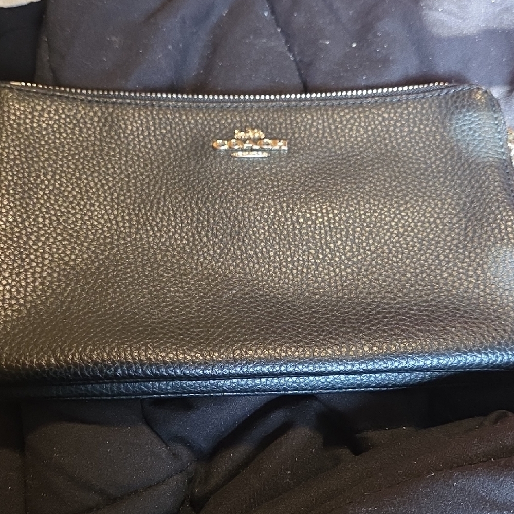 Coach Black Pebbled Leather Toiletry Bag